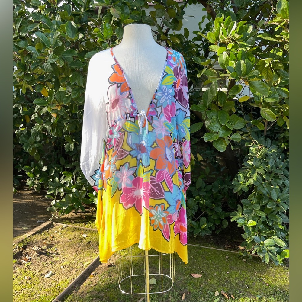 Bleu Rod Beattie Floral Multicolor Swim Coverup